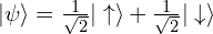 |\psi\rangle  = \frac{1}{\sqrt{2}}|\uparrow\rangle+\frac{1}{\sqrt{2}}|\downarrow\rangle