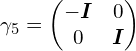 \gamma_5 = \begin{pmatrix}-\bm{I} & 0 \\0 & \bm{I}\end{pmatrix}