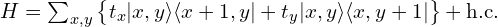 H=\sum_{x,y}\big\{ t_x |x, y\rangle\langle x+1,y|+t_y |x, y\rangle\langle x,y+1| \big\} +\mathrm{h.c.}