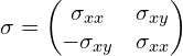 \sigma=\begin{pmatrix}  \sigma_{xx}  &  \sigma_{xy}  \\  -\sigma_{xy}  & \sigma_{xx}  \end{pmatrix}