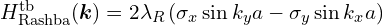 H_{\text{Rashba}}^{\text{tb}}(\boldsymbol{k}) = 2 \lambda_R \left( \sigma_x \sin k_y a- \sigma_y \sin k_x a\right)