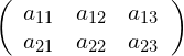  \begin{equation*} \left(       \begin{array}{ccc}      a_{11} & a_{12} & a_{13}\\     a_{21} & a_{22} & a_{23}\\   \end{array} \right)  \end{equation*} 