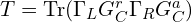 T=\mathrm{Tr}(\Gamma_L G_{C}^{r} \Gamma_R G_{C}^{a})