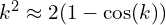 k^2  \approx  2(1-\mathrm{cos}(k))